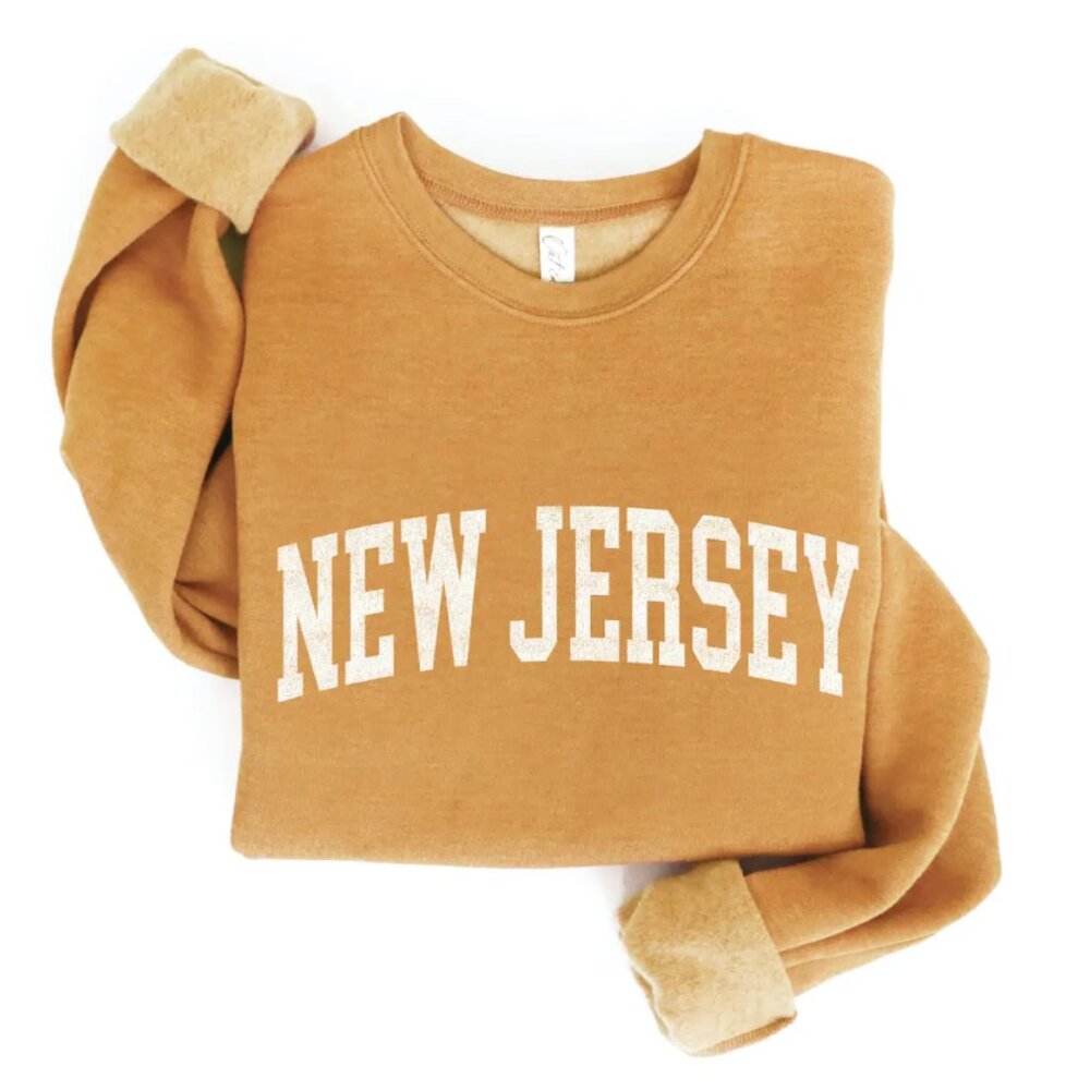 NEW JERSEY PULLOVER Sweatshirt Graphic Unisex Fleece Pullover Relaxed Fit.